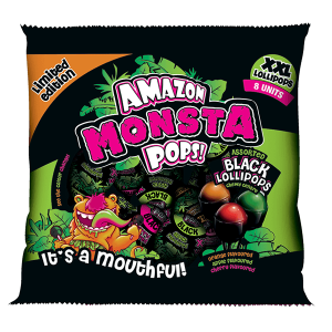 AMAZON MONSTA LOLLIPOPS ASSTD BLACK 8EA