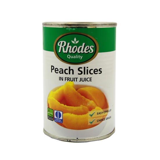 RHODES PEACH SLICES JUICE 410GR