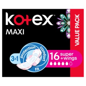 KOTEX BLACK MAXI PADS SUPER+WINGS 16EA