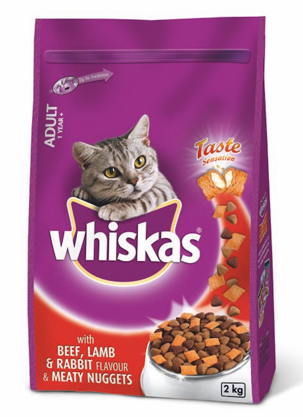 WHISKAS MEATY NUG BEEF LAMB&RAB 2KG
